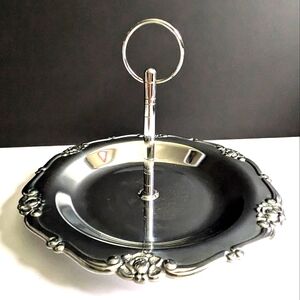 Vintage Serving Plate Chrome Finish Stainless Centre Handle Tid Bit Server